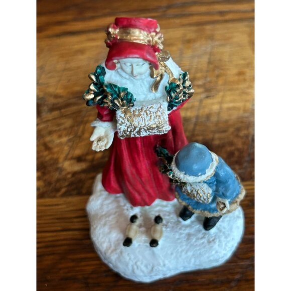 Vintage Mervyns Christmas Village Accessory Woman & Child Feeding Birds Figurine - Picture 1 of 9